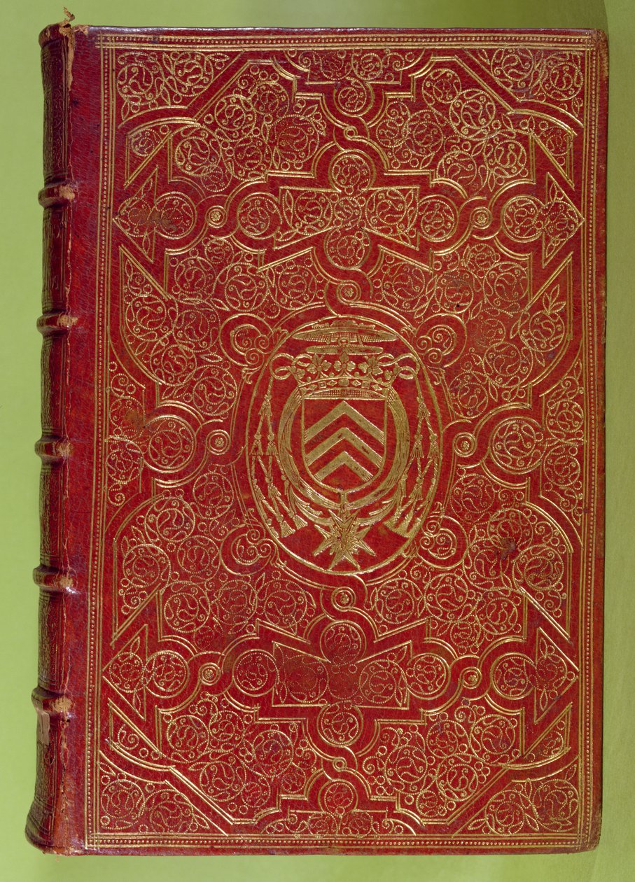 Boekomslag met het wapen van Armand-Jean du Plessis, Kardinaal Richelieu (1585-1642) (rood leer & goud) door French School