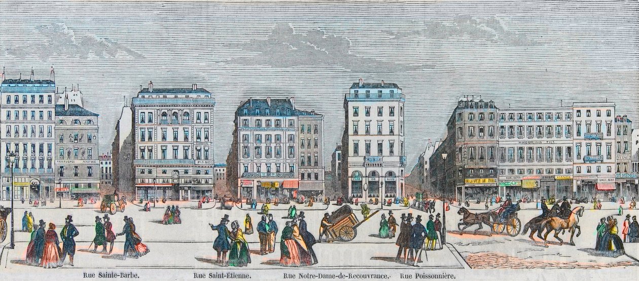 Boulevard Poissonniere - Rue Saint Barbe - Rue Saint Etienne - Rue Notre Dame de Reouvrance - Rue Poissonniere - Gravure in "Tableau-de-Paris" door Edmond Texier 1852 door French School