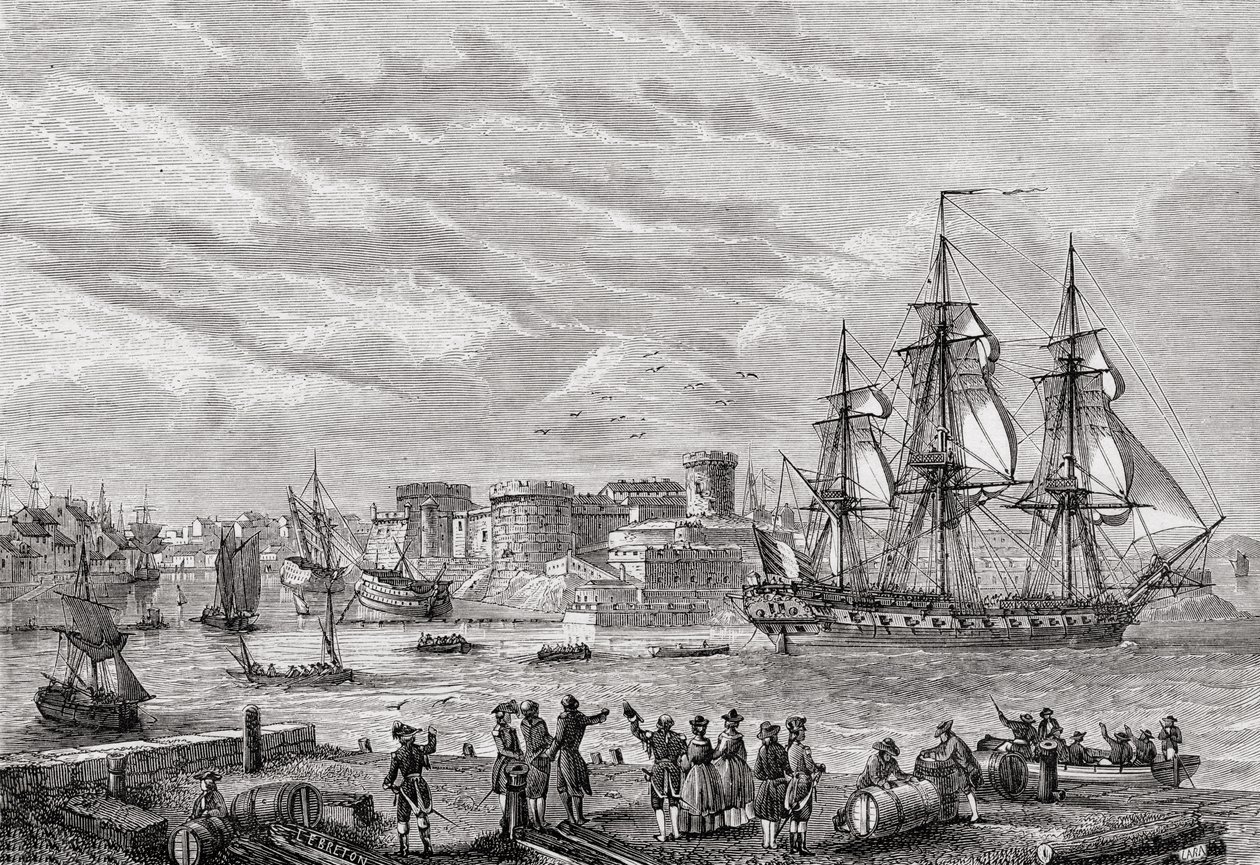 Brest in 1791, gegraveerd door Le Breton, uit 