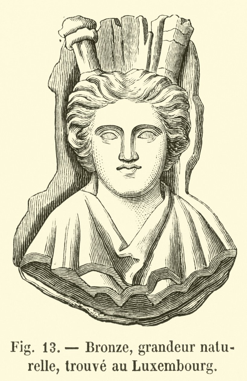 Brons, natuurlijke grootte, gevonden in Luxemburg (gravure) door French School