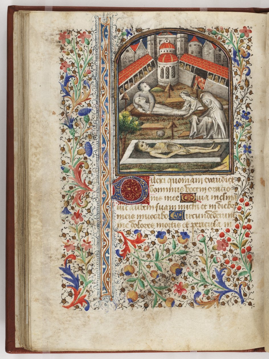 Dodenbegrafenis, illustratie uit het getijdenboek, Parijs, ca. 1440-60 (perkament) door French School