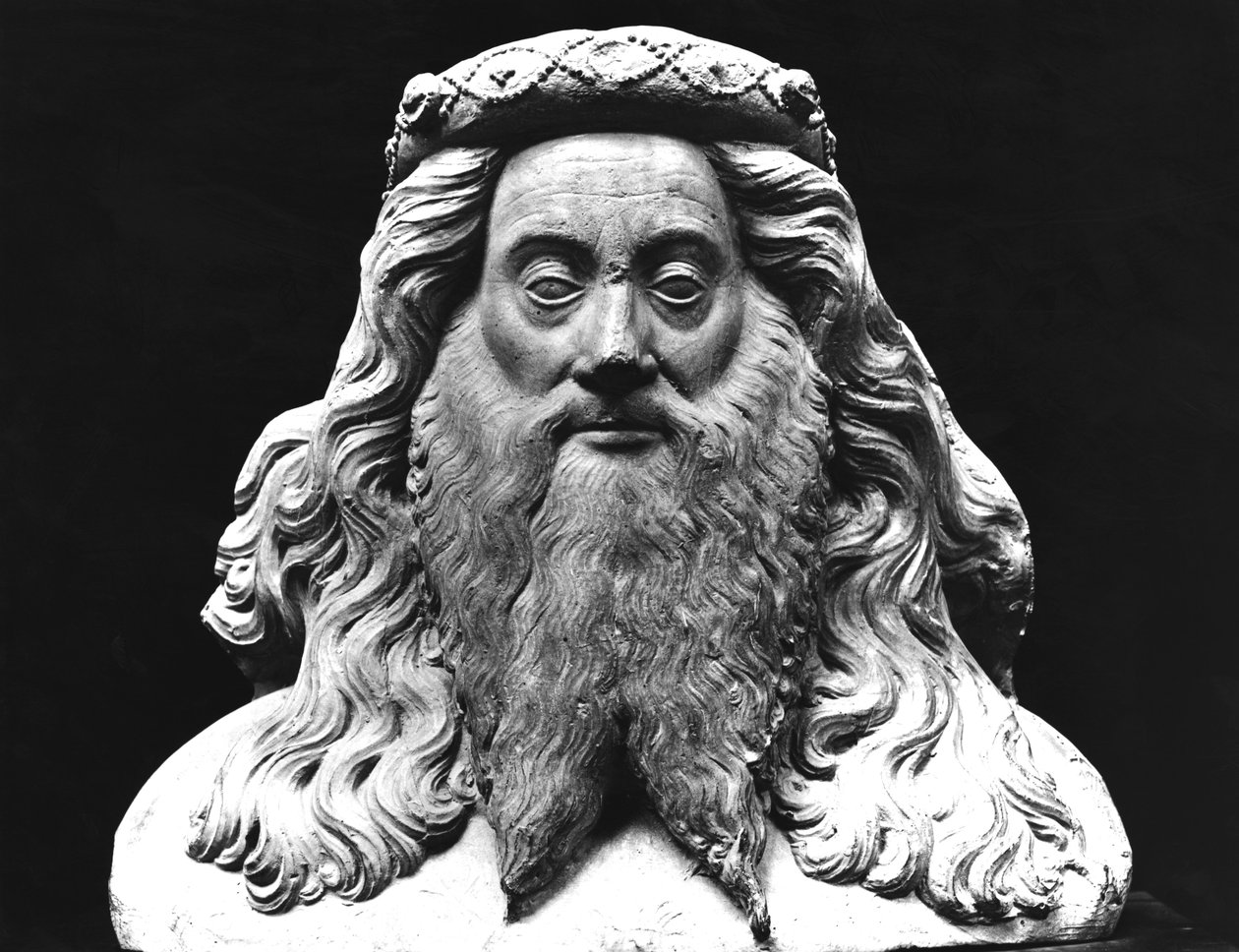 Buste van het grafbeeld van Jean II de Vienne (overleden 1435), Heer van Pagny, bijgenaamd met de lange baard, origineel uit de 15e eeuw (gipsafgietsel) door French School