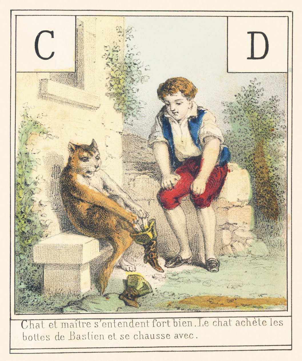 C D: Kat en meester kunnen het goed vinden De kat knoppen Bastien