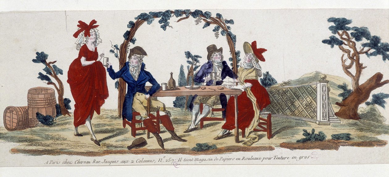Café in Parijs: bij Chereau, rue Jacques - gravure door French School