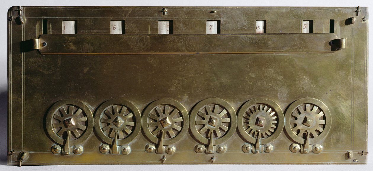 Rekenmachine uitgevonden door Blaise Pascal (1623-63) in 1642 door French School