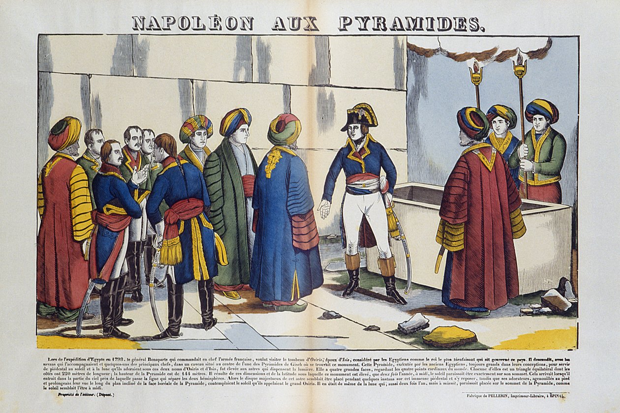 Campagne (Expeditie) van Egypte (1798-1801): Bonaparte Napoleon bij de Piramides van Egypte in 1799 door French School