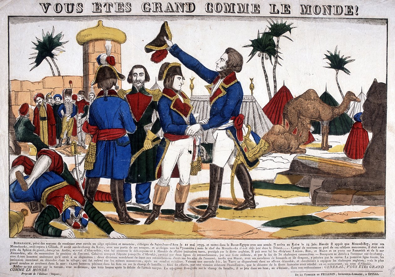 Campagne (Expeditie) van Egypte (1798-1801) geleid door Napoleon Bonaparte in 1799. Afbeelding van Epinal door French School