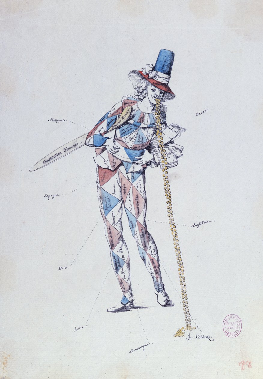 Satirische karikatuur van Franse aristocratische emigranten, c.1792 door French School