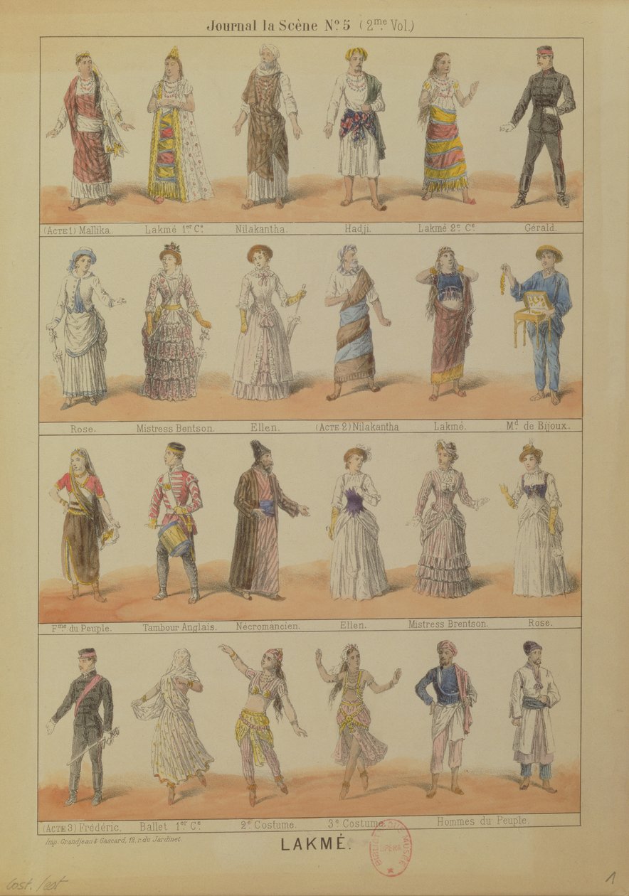 Cast van personages uit de opera Lakme door Leo Delibes (1861-91) door French School