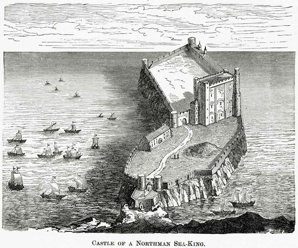 Kasteel van een Noormannen Zeekoning, c.1880 door French School