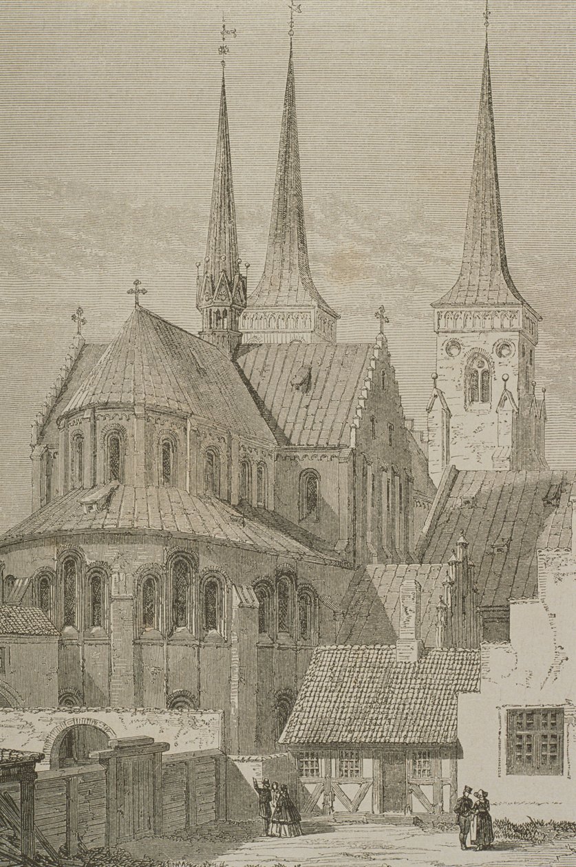 Kathedraal in de jaren 1850, Roskilde, Denemarken, uit Le Tour du Monde, gepubliceerd in Parijs, 1860s door French School