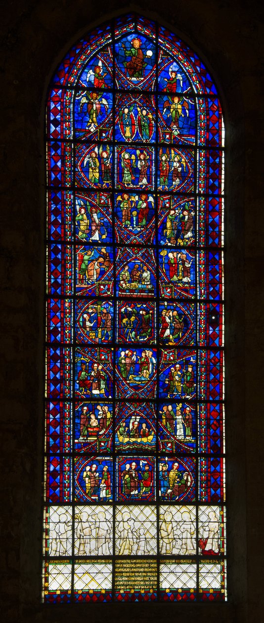 Kathedraal van Chartres, glas-in-lood: leven van Sint-Apollinaris en koor van engelen door French School