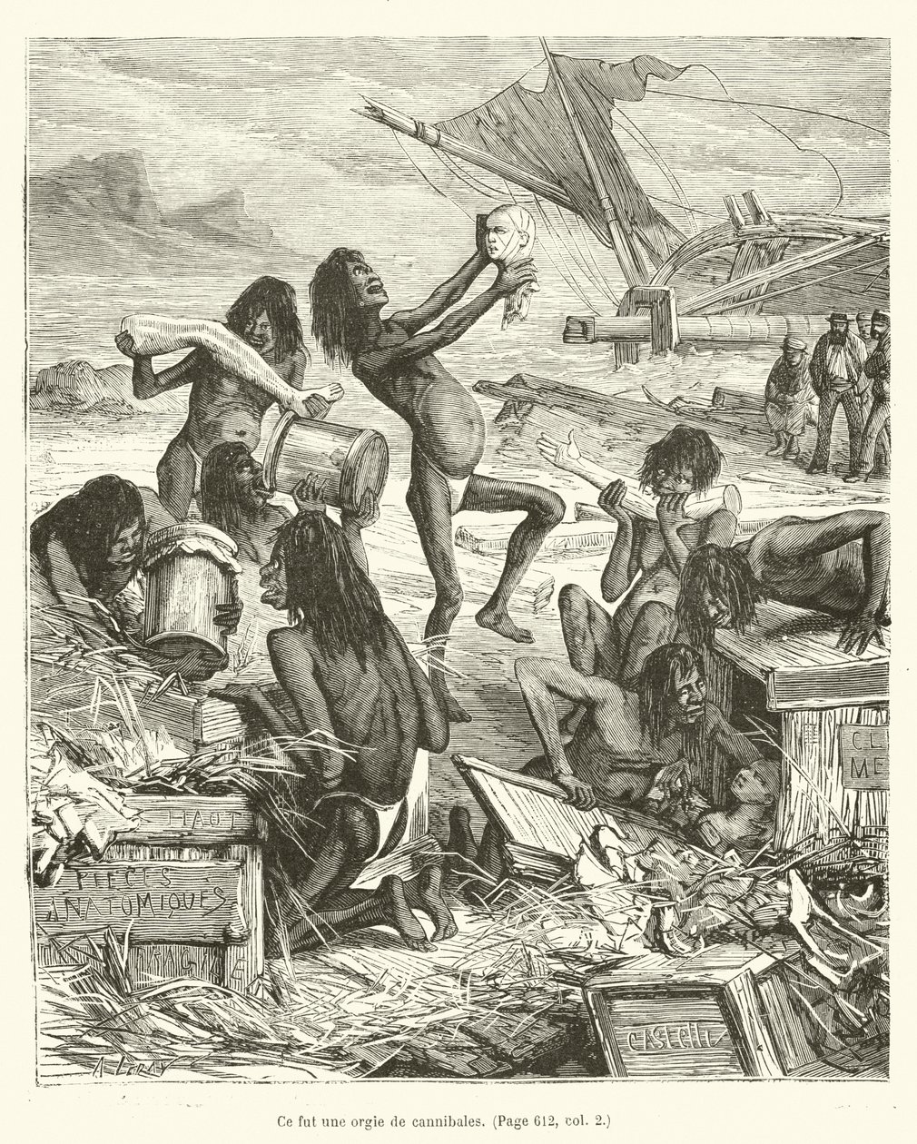 Het was een orgie van kannibalen (gravure) door French School
