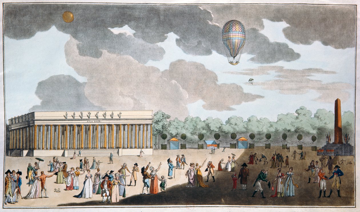 Viering van de Bastille-dag, 14 juli op de Champs Elysees, Parijs in 1801 door French School