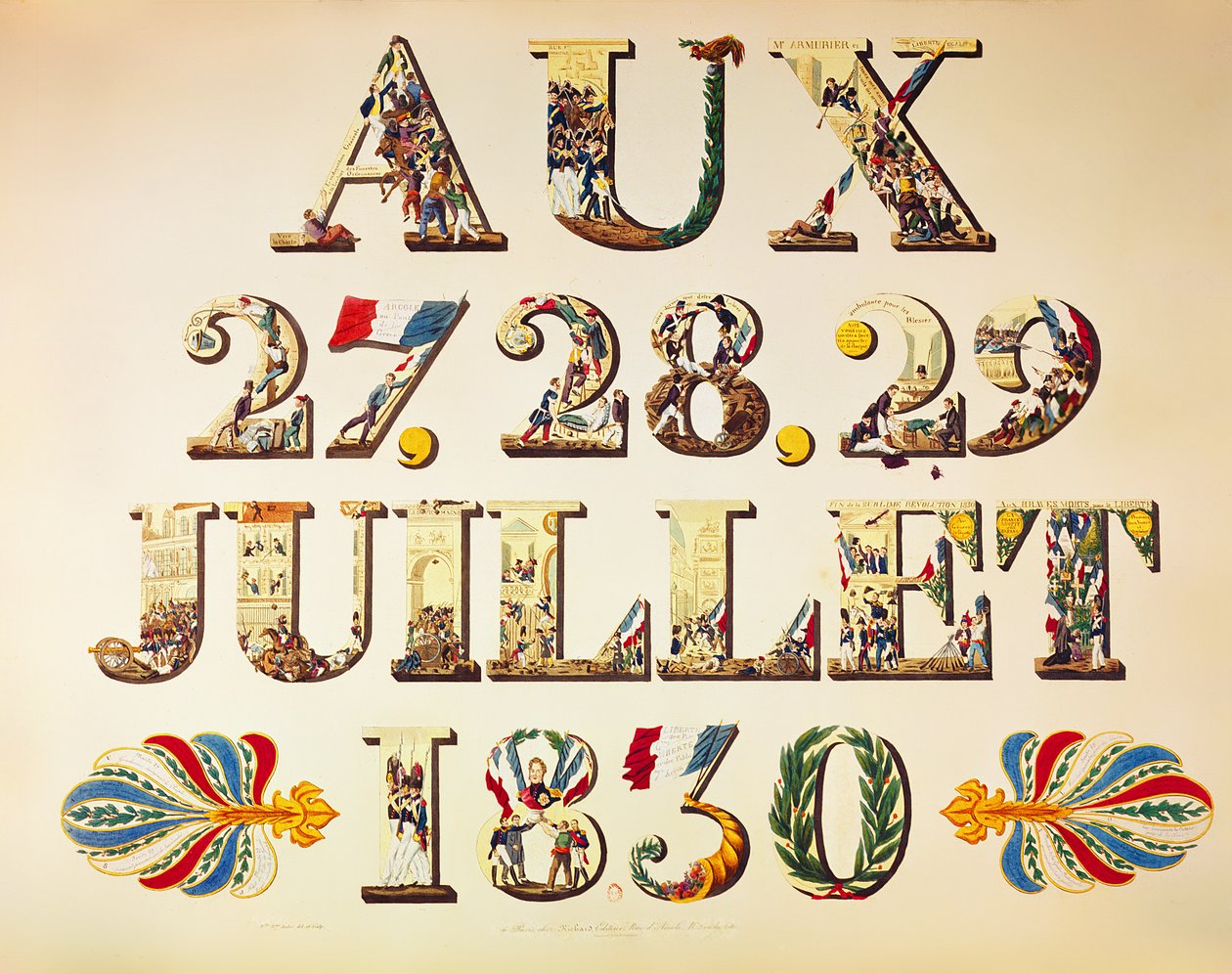 Viering van de Drie Glorieuze Dagen, 27, 28 en 29 juli 1830 door French School