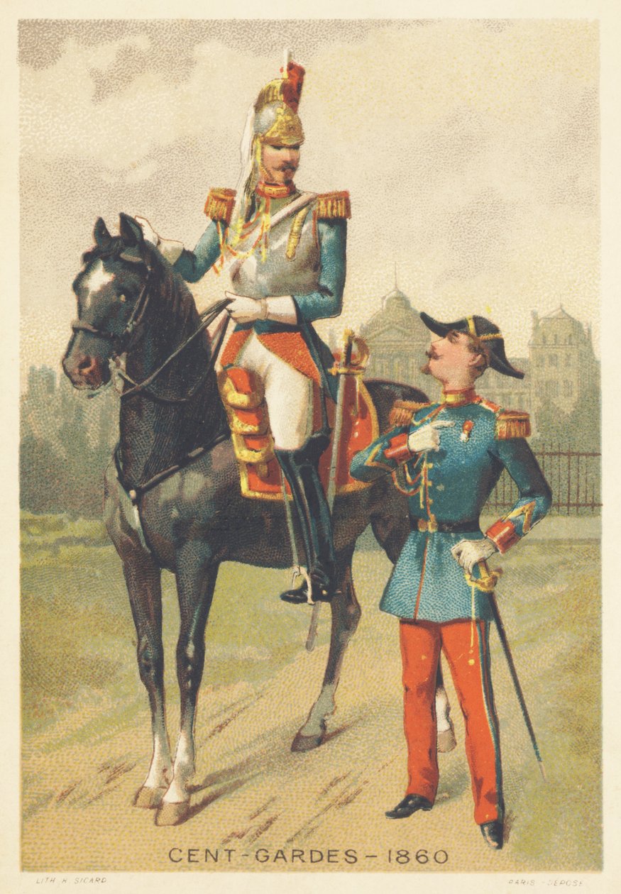 Centengudes in 1860 (Elite Cavalerie Korps aanval van de persoonlijke garde van Keizer Napoleon III, opgericht in 1854, ontbonden in 1870) door French School