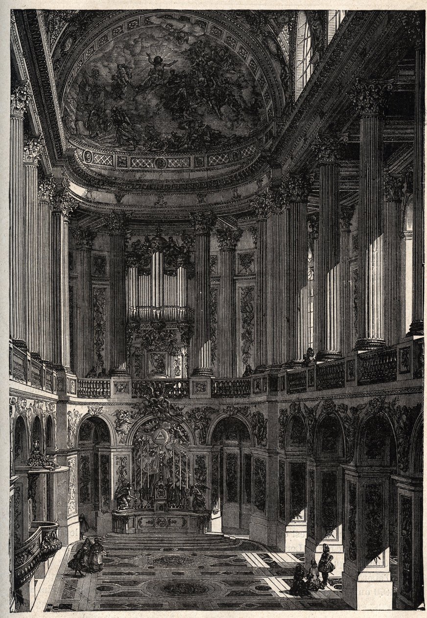 Kapel van het Paleis van Versailles - gravure in 