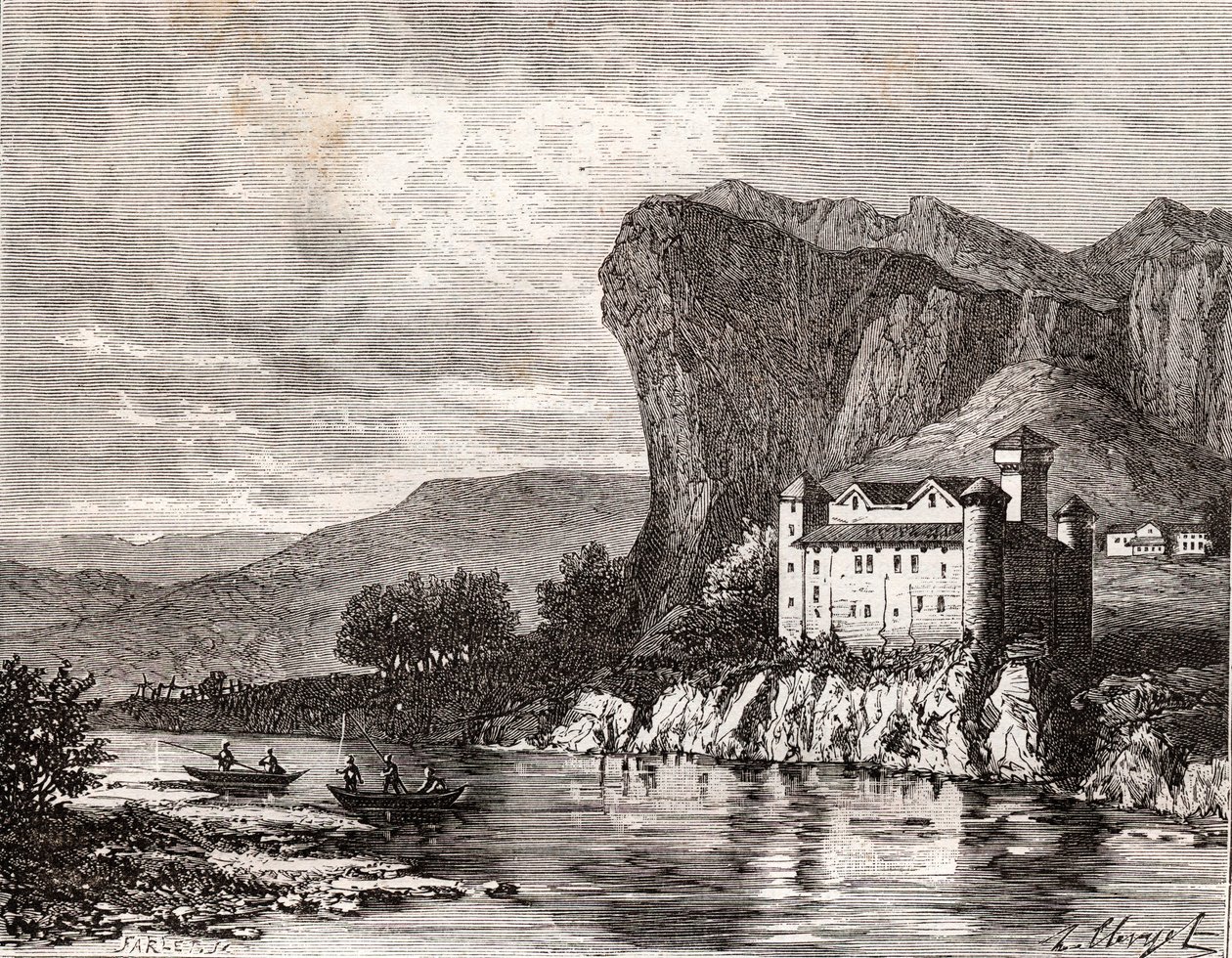 Chateau de la Caze in Lozere - gravure in 