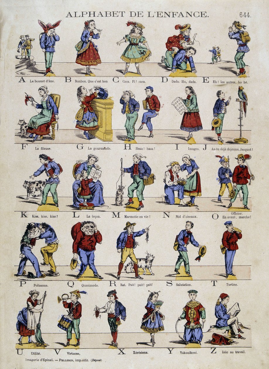 Kinderalfabet. Beeld van Epinal, 19e eeuw door French School