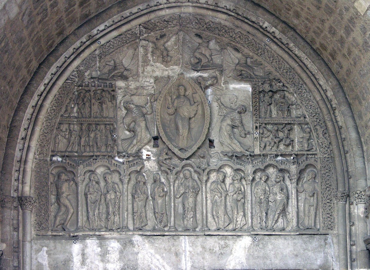 Christus met twee engelen en scènes uit het leven van St. Etienne, van de noorddeur door French School