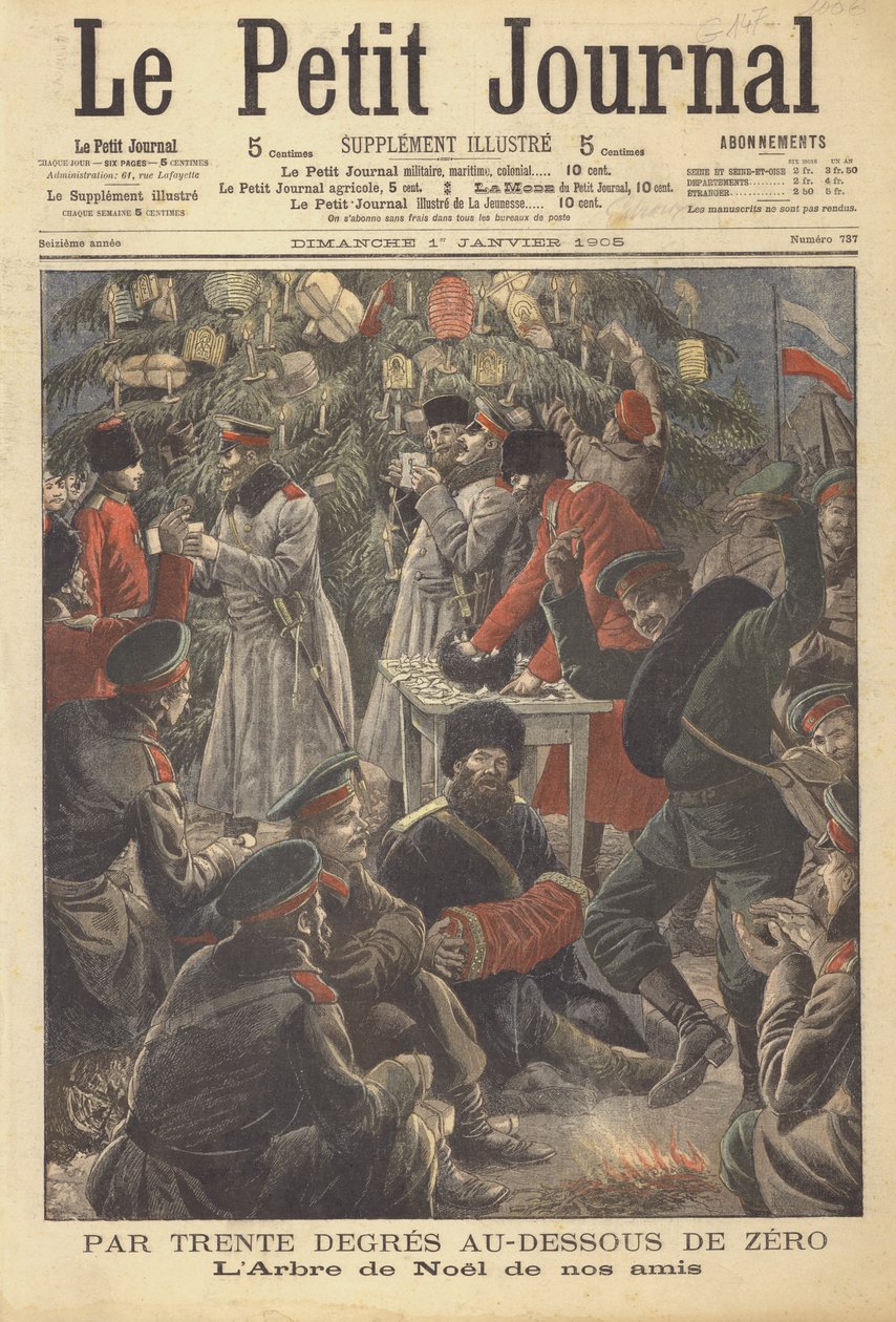 Kerstmis in Rusland (kleurenlitho) door French School