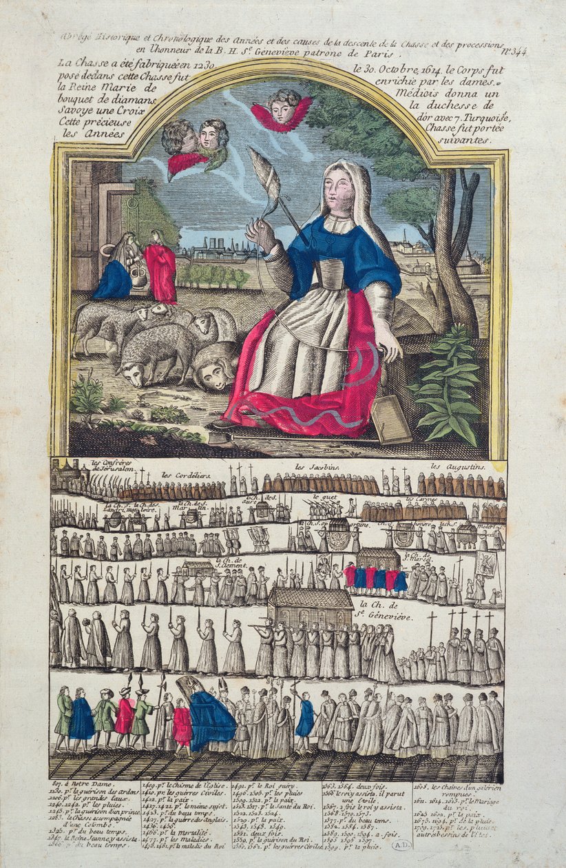 Chronologie en afbeelding van de processie van St. Genevieve door French School