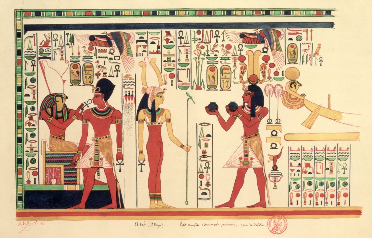 Kopie van een fresco uit de Tempel van Amenophis III in El Kab (Elethya) 1841 door French School