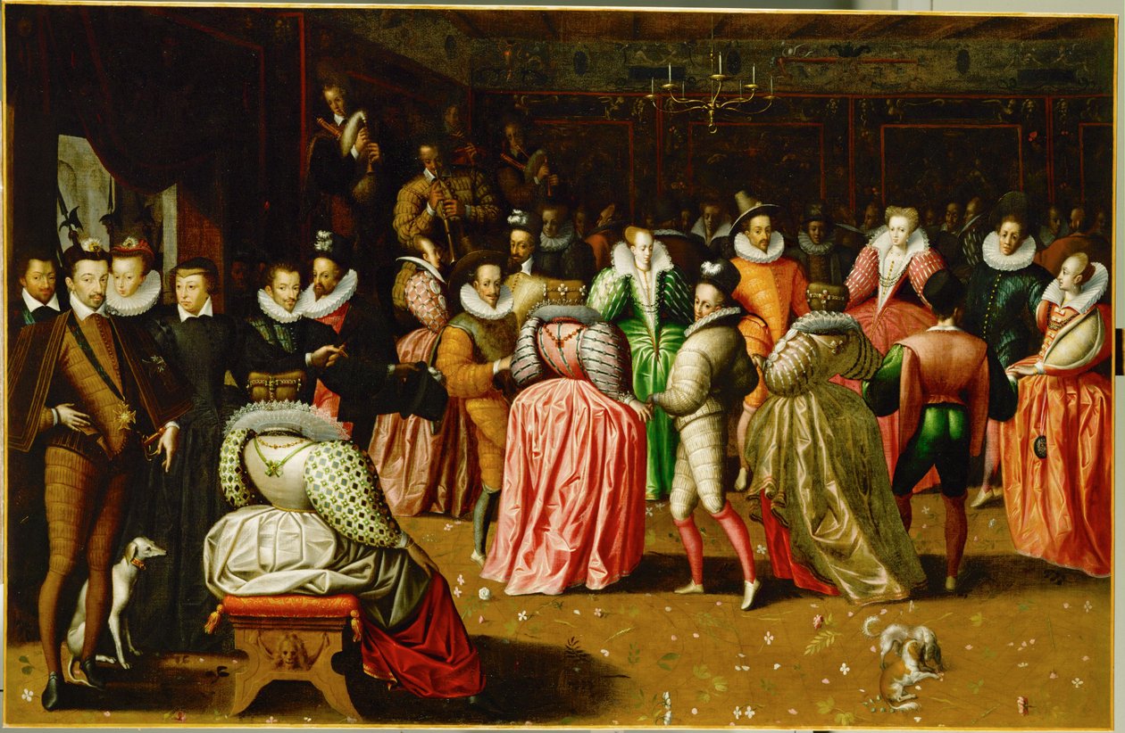 Hofbal in het Palais du Louvre ter gelegenheid van het huwelijk van Anne, Duc de Joyeuse ... door French School