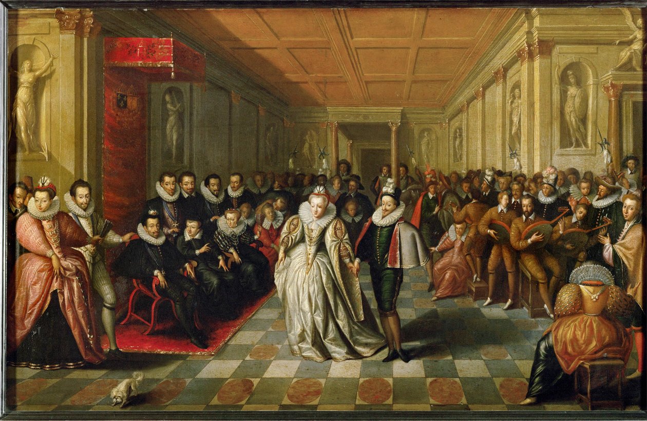 Hofbal in het Palais du Louvre ter gelegenheid van het huwelijk van Anne, Duc de Joyeuse ... door French School