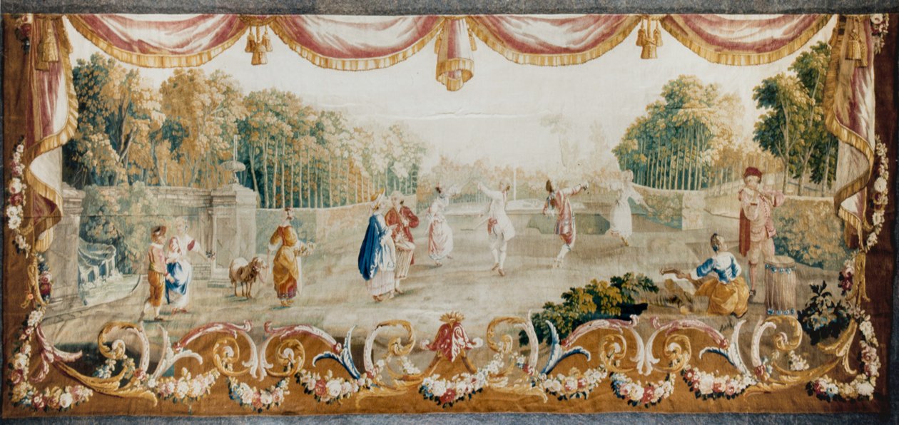 Dans in een park, Aubusson Tapijtwerkplaats, ca. 1782 door French School