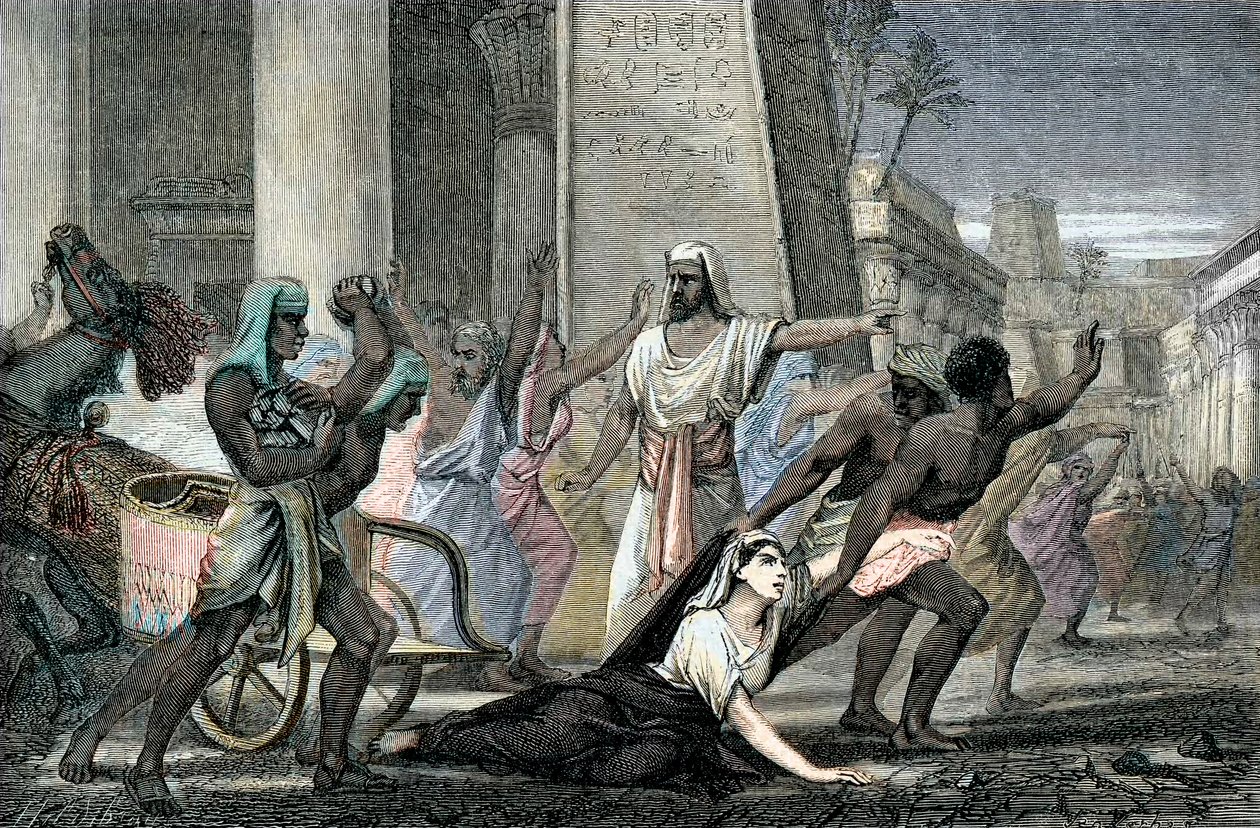 Dood van Hypatia vermoord door volgelingen van Cyrillus, Patriarch van Alexandrië, eind 19e eeuw (gravure) door French School