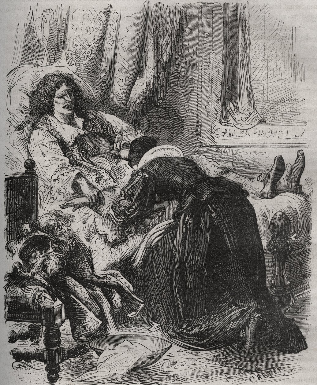 Dood van Jean Baptiste (Jean-Baptiste) Poquelin, genaamd Moliere (1622-1673), 17 februari door French School