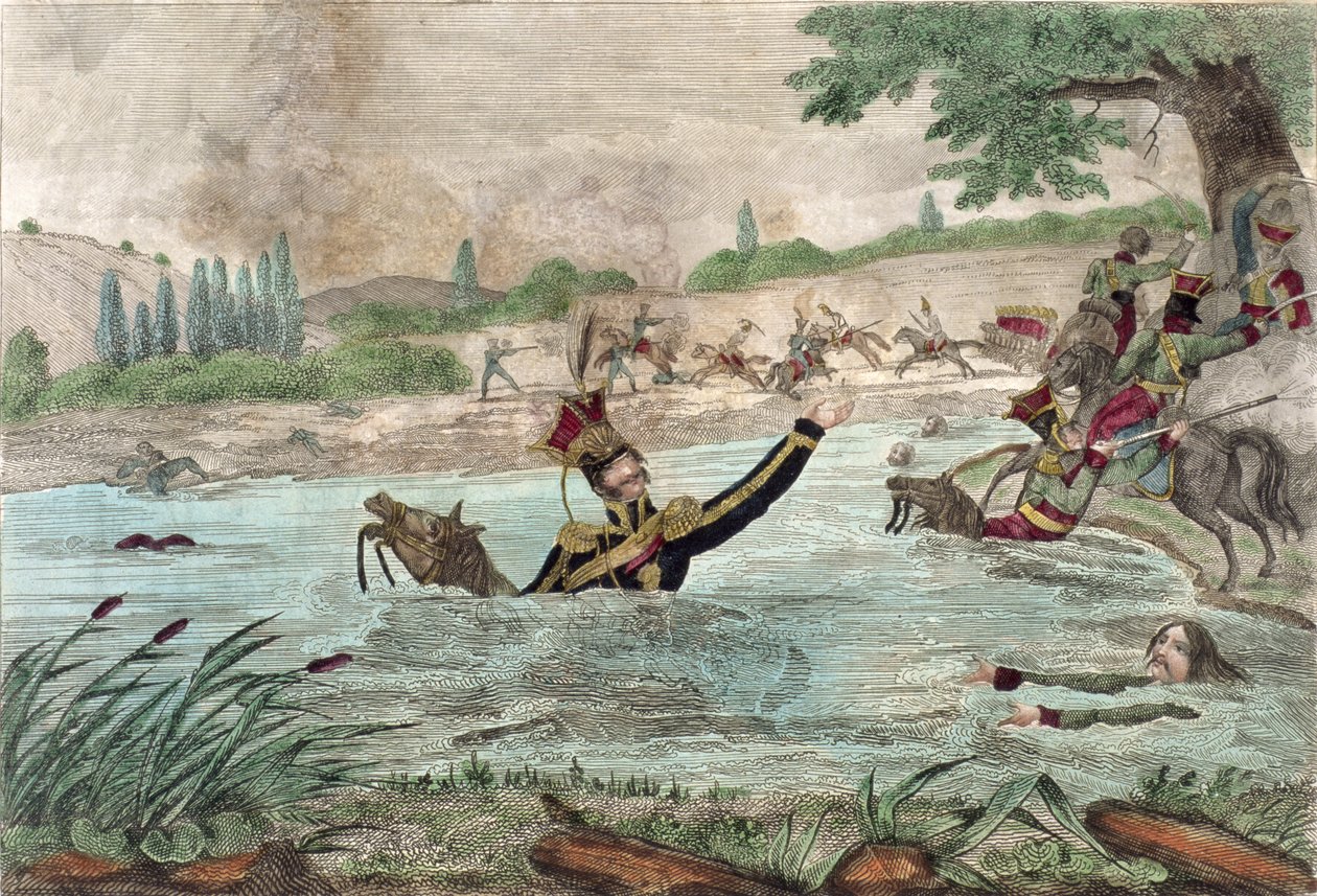 Dood van prins Joseph Poniatowski (1763-1813) in de Elstera rivier, 1813 door French School