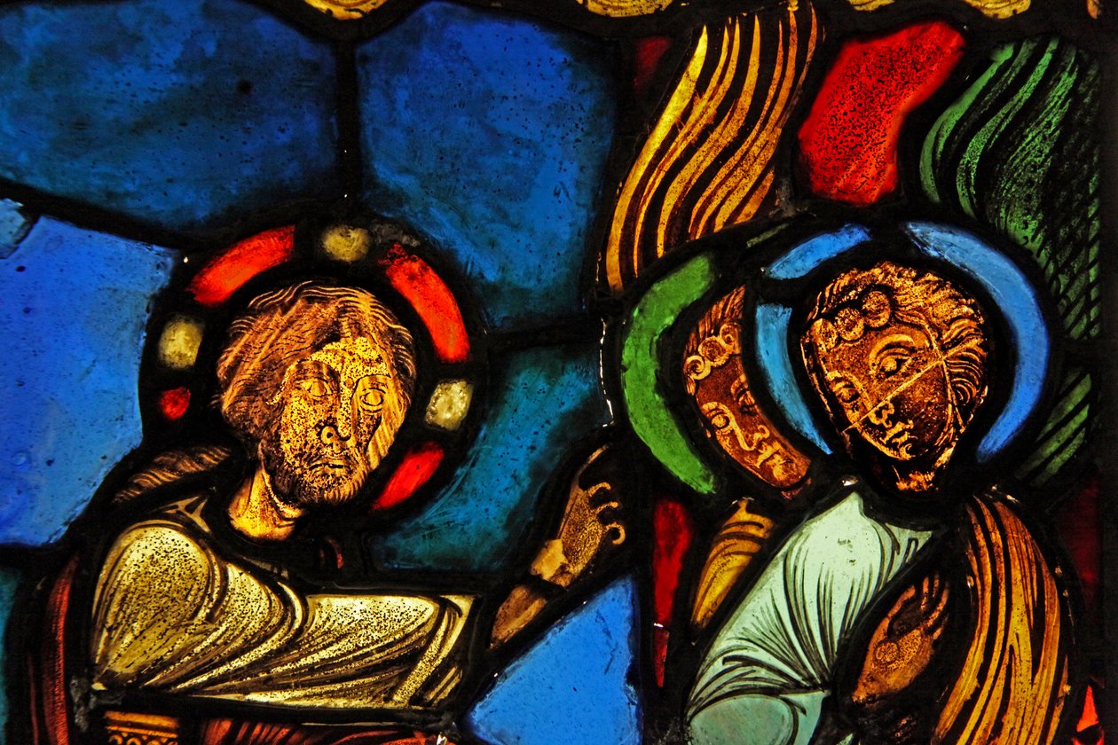 Christus bijgestaan door engelen (na de Verzoeking?), ex Troyes Kathedraal door French School