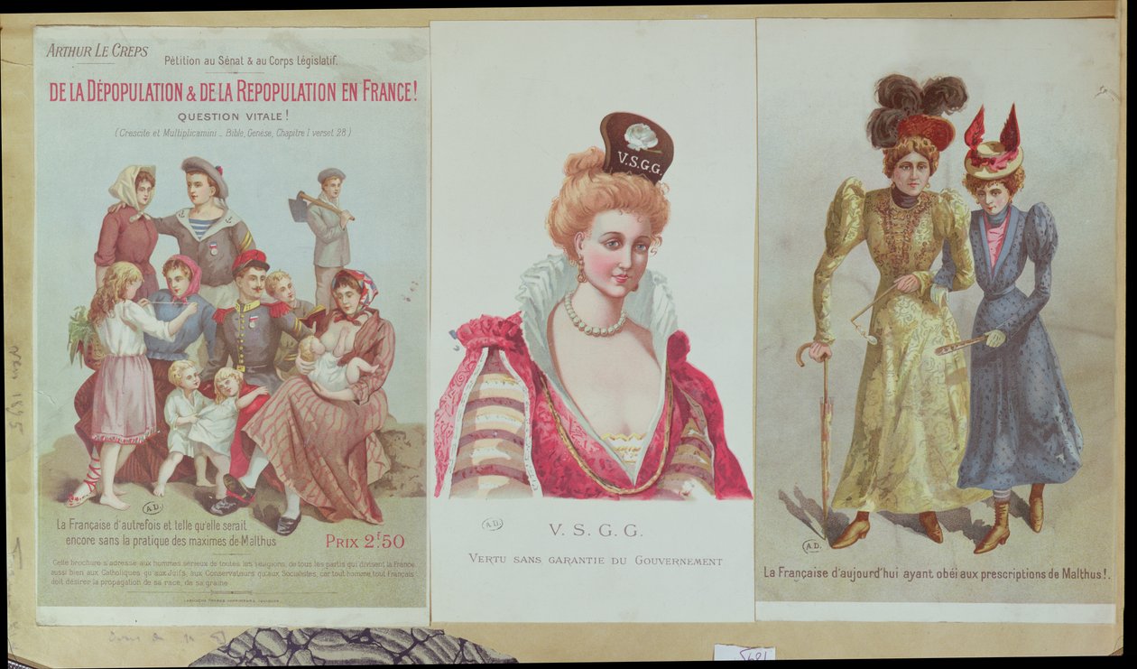 Ontvolking en herbevolking in Frankrijk, boekje door Arthur Le Creps tegen Malthusianisme, 1895 door French School