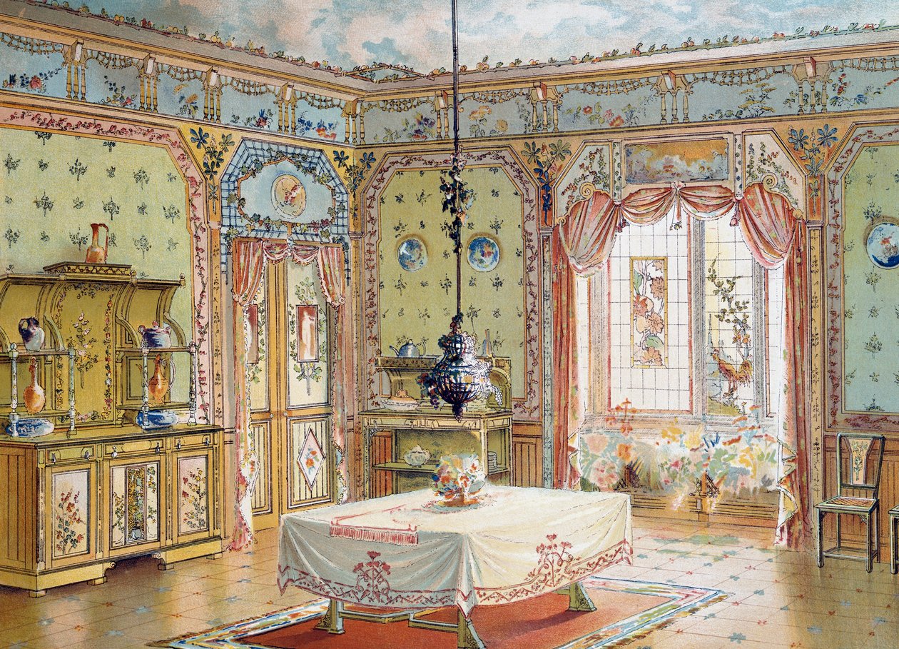 Ontwerp voor eetkamer uit het tijdschrift La Decoration interieure door French School