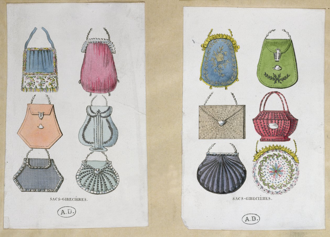 Ontwerpen voor schoudertassen, 1822 door French School