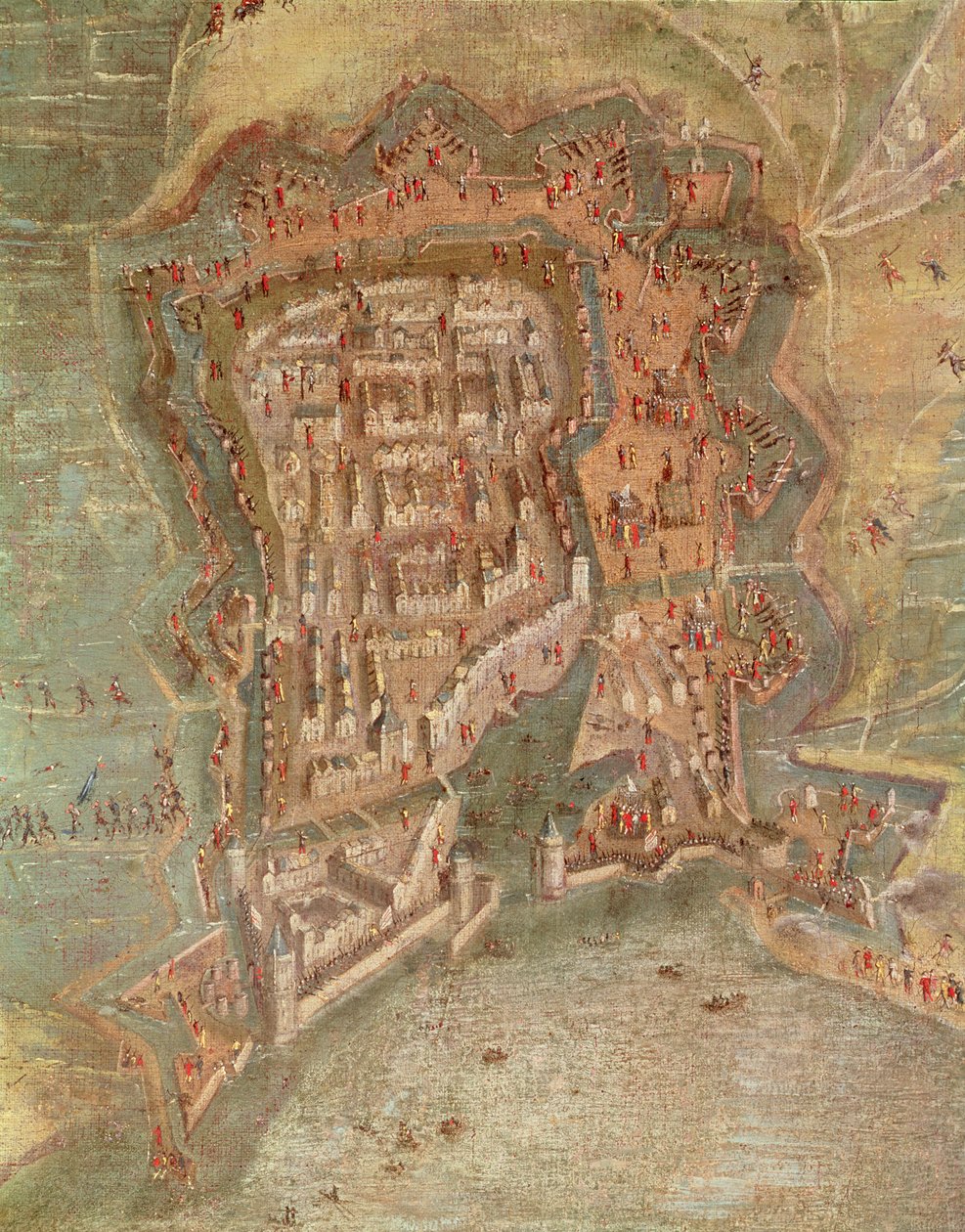 Detail - Het beleg van La Rochelle door troepen van kardinaal Richelieu in 1627-68 door French School