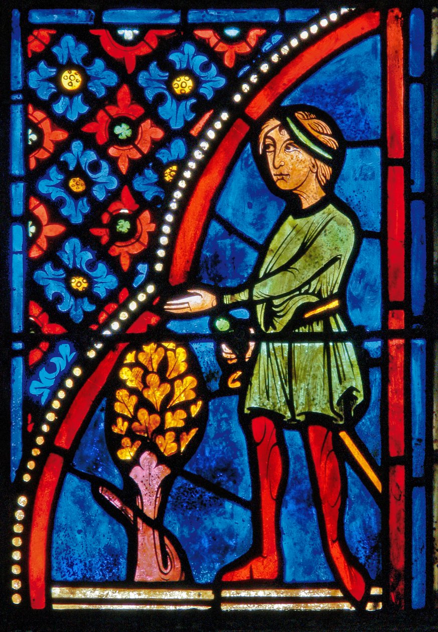 Raam met scènes uit het leven van St. Maria de Egyptische (detail) door French School