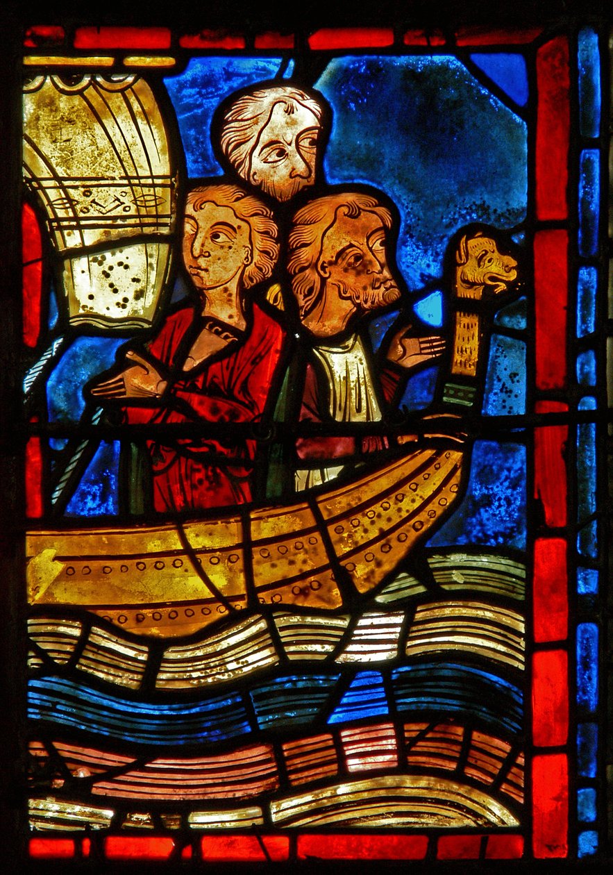 Raam met scènes uit het leven van St. Maria de Egyptische (detail) door French School