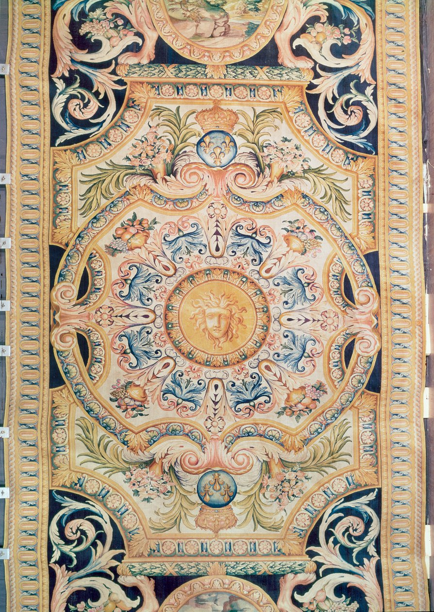 Detail van een Savonnerie-tapijt gemaakt voor de Grande Galerie van het Louvre, ca. 1680 door French School