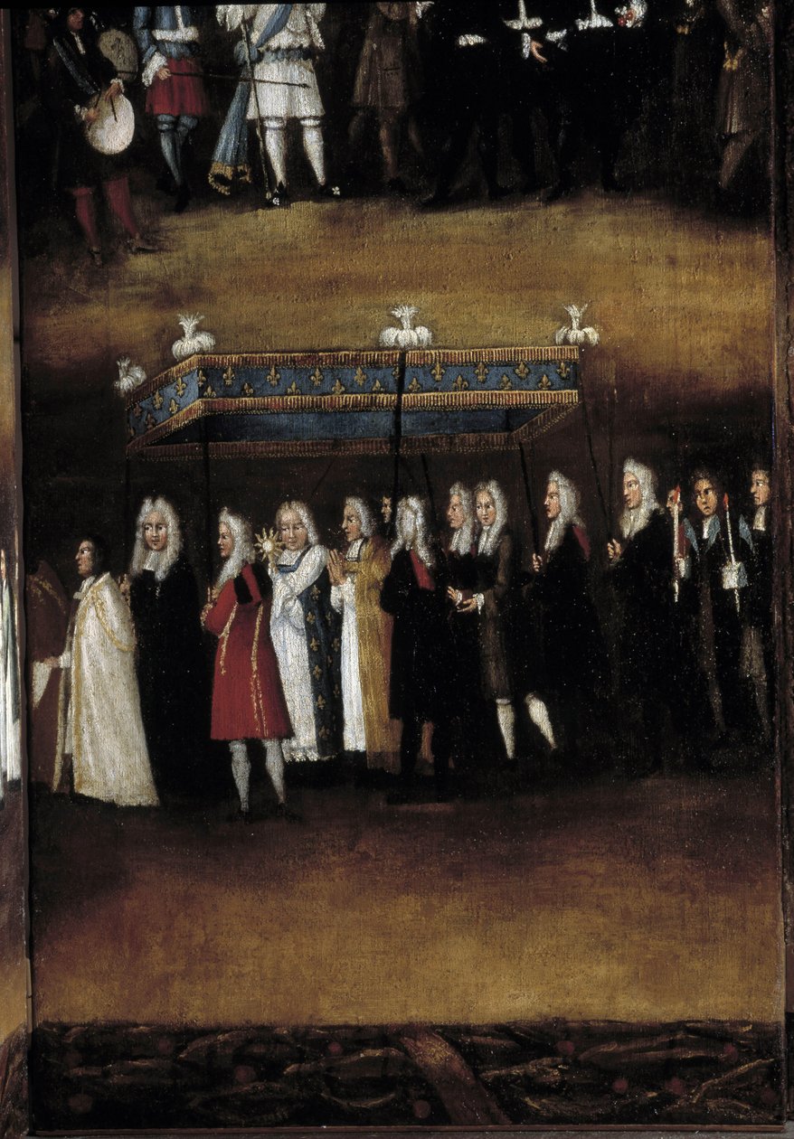Detail van een 18e-eeuws scherm gebruikt voor het Fête Dieu (of Fête van het Heilig Sacrament) door French School
