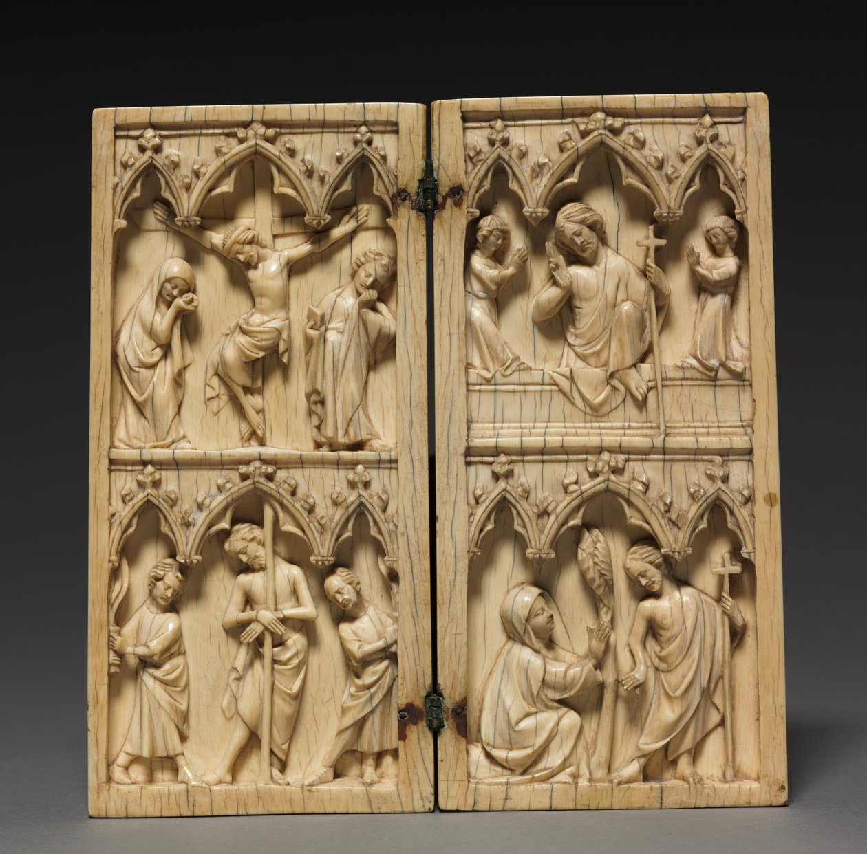 Diptiek: Scènes uit het Lijden en Hiernamaals van Christus, ca. 1330-1350 door French School