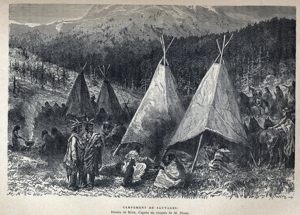 Ontdekking van Canada: Amerikaans Indianenkamp met tipi