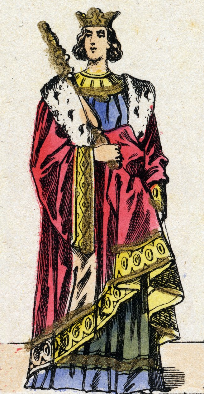 Dynastie van de Capetingen: Portret van Lodewijk X de Twister, koning van de Franken. Epinal afbeelding. door French School