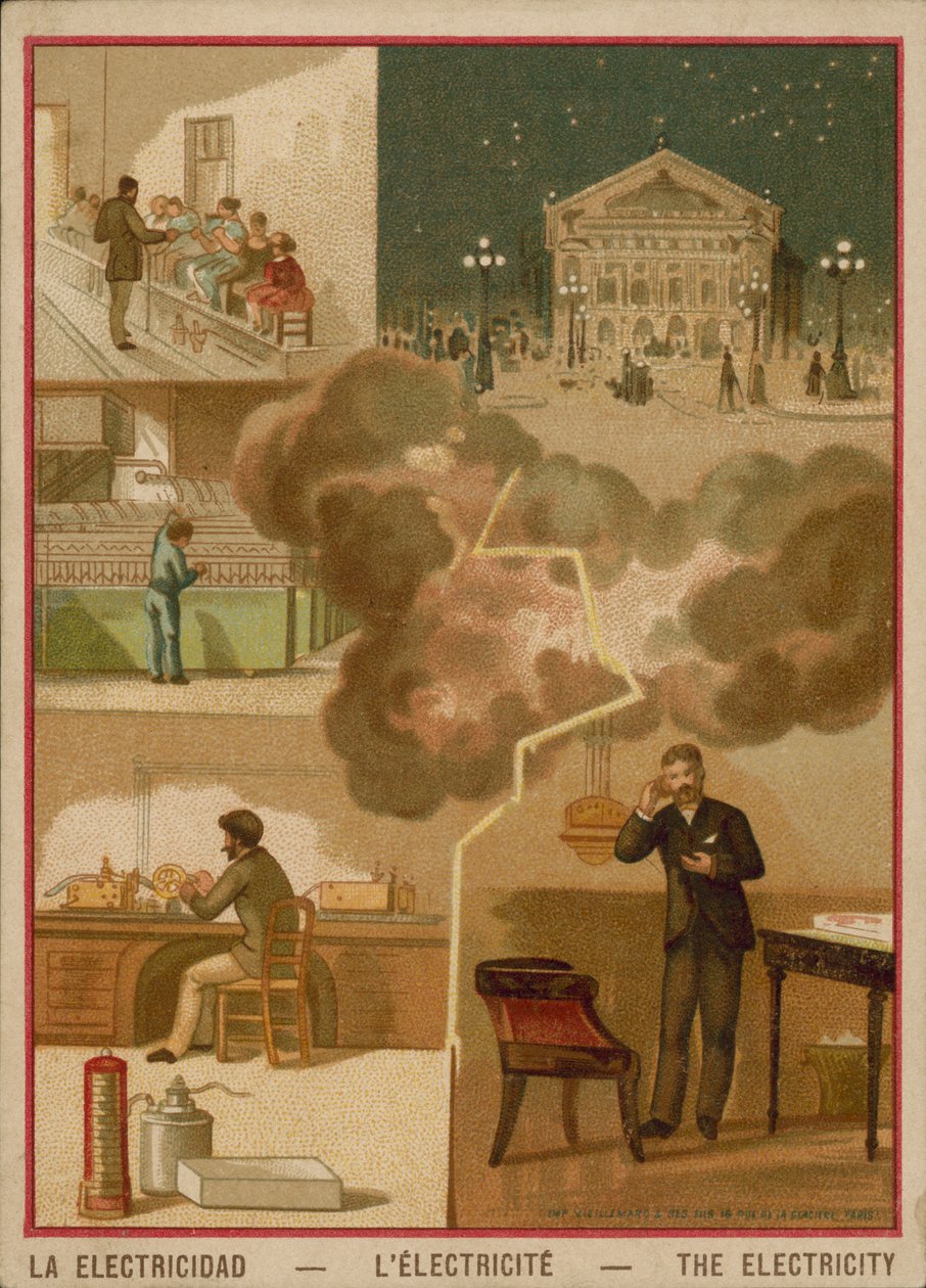 Elektriciteit (chromolitho) door French School