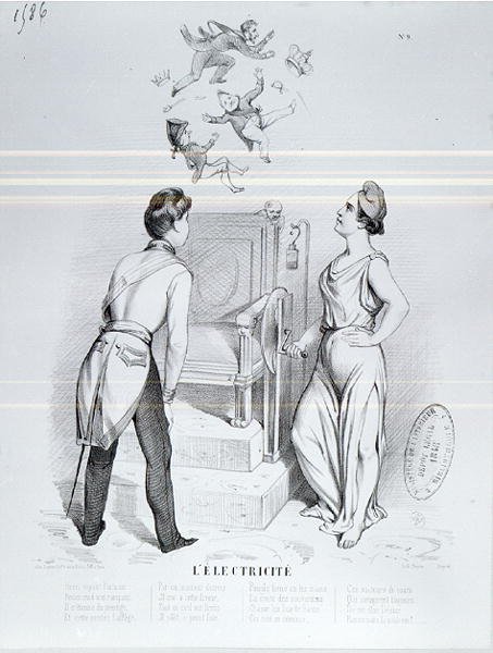 Elektriciteit, karikatuur van de revolutie van 1848 door French School