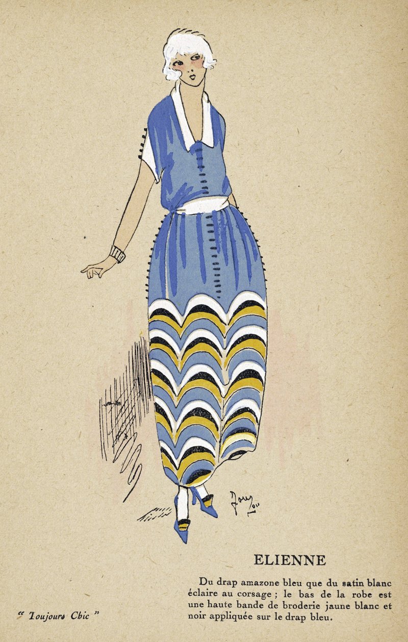 Elienne, uit Toujours Chic, geb. 1921-22 (sjabloondruk) door French School