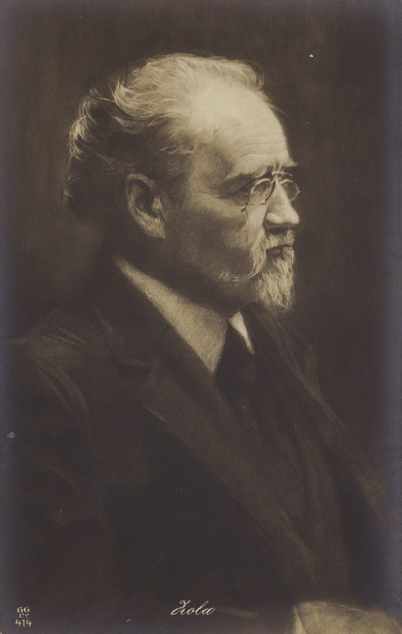 Emile Zola (1840-1902), Frans romanschrijver, journalist en toneelschrijver (litho) door French School