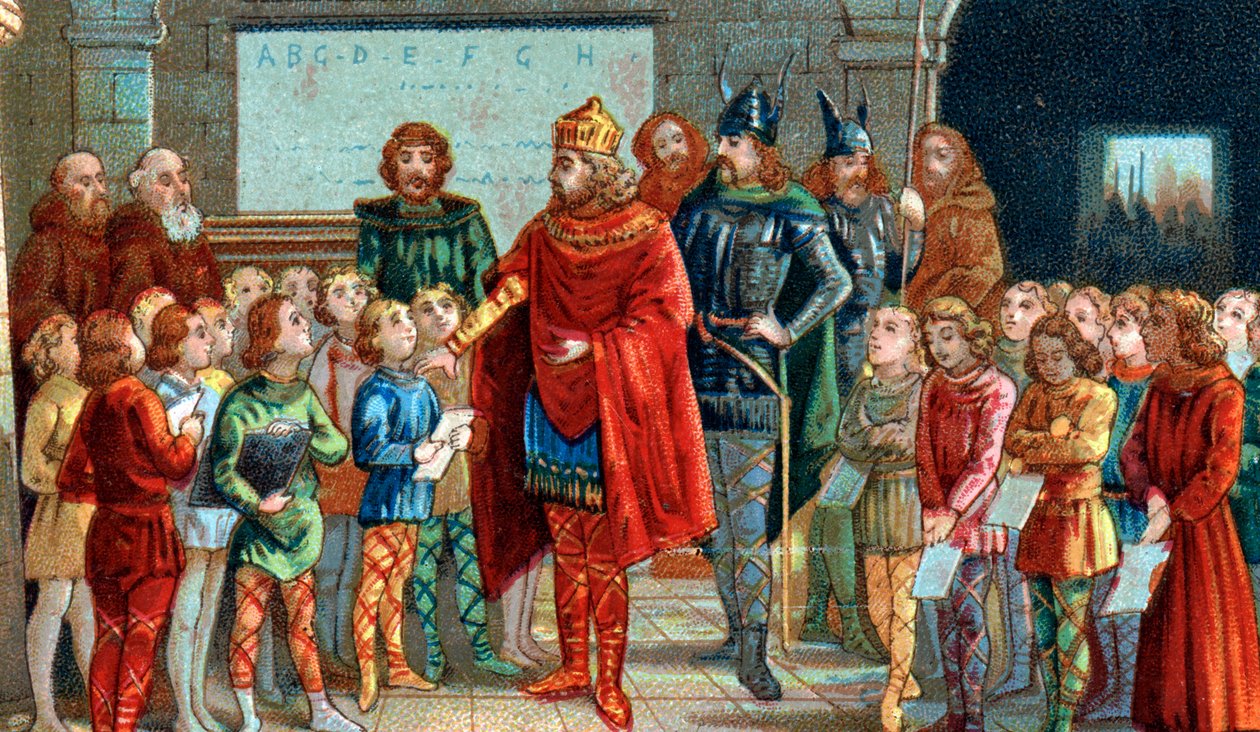 Keizer Karel de Grote bezoekt een school door French School